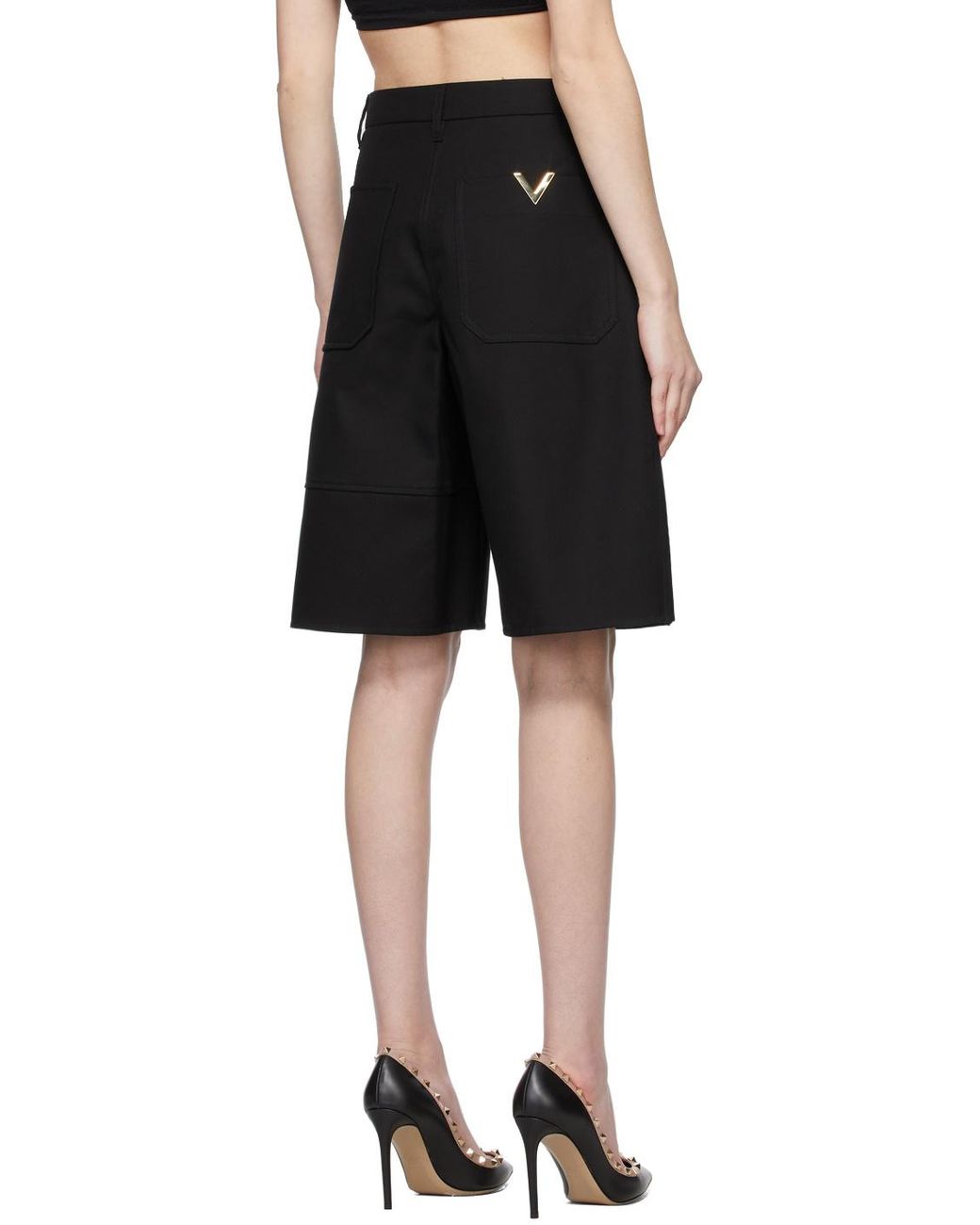 Valentino Black Vgold Tailored Bermuda Shorts
