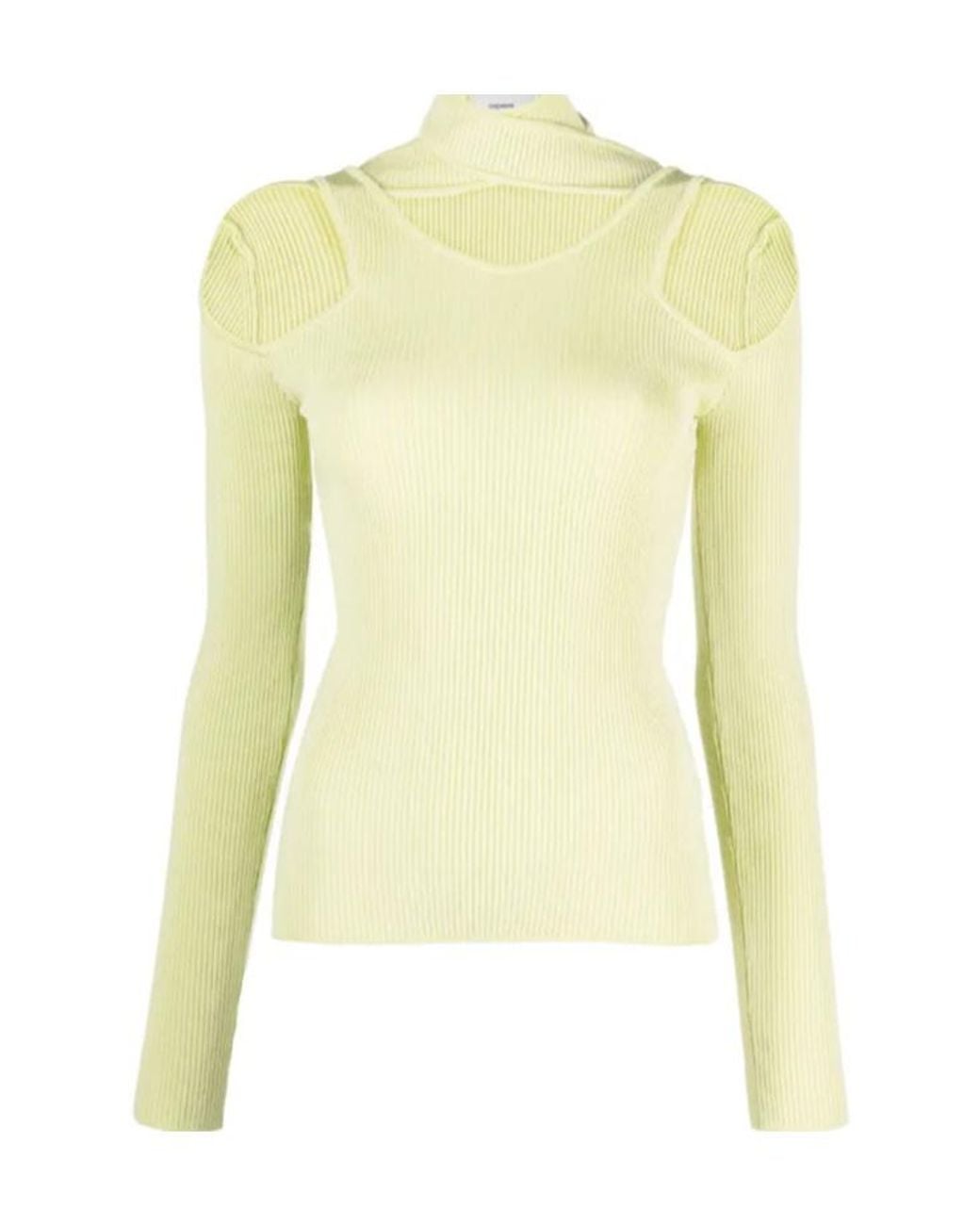 Coperni Yellow Cut-Out Ribbed-Knit Jumper