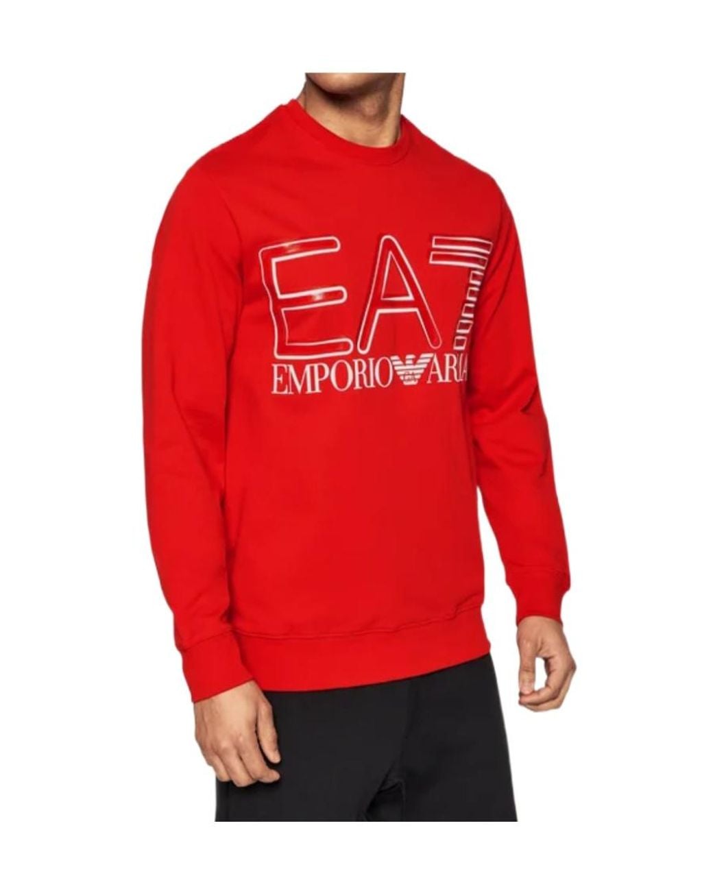 EA7 Red Crew Neck Logo Sweatshirt for men
