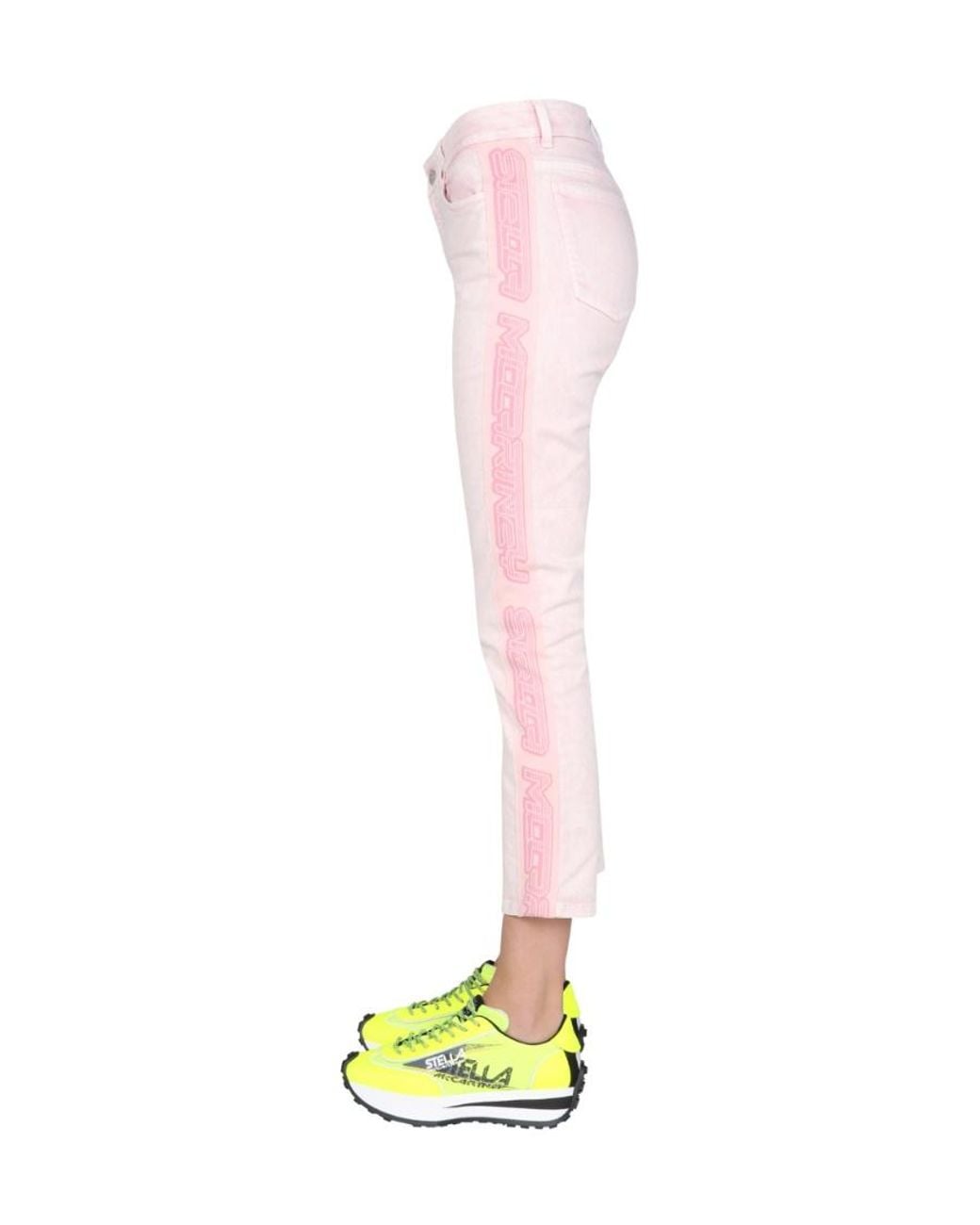 Stella McCartney Pink Logo Detailed Slim Fit Jeans