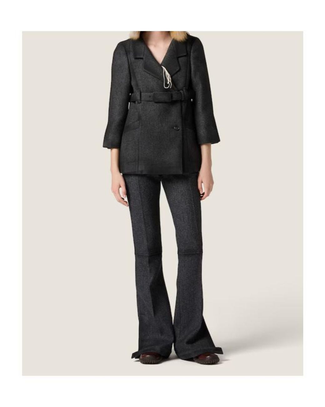 Miu Miu Black Double-Breasted Double Wool Jacket
