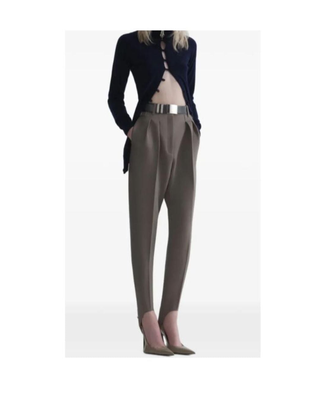 Mugler Blue Cashmere Open Cardigan