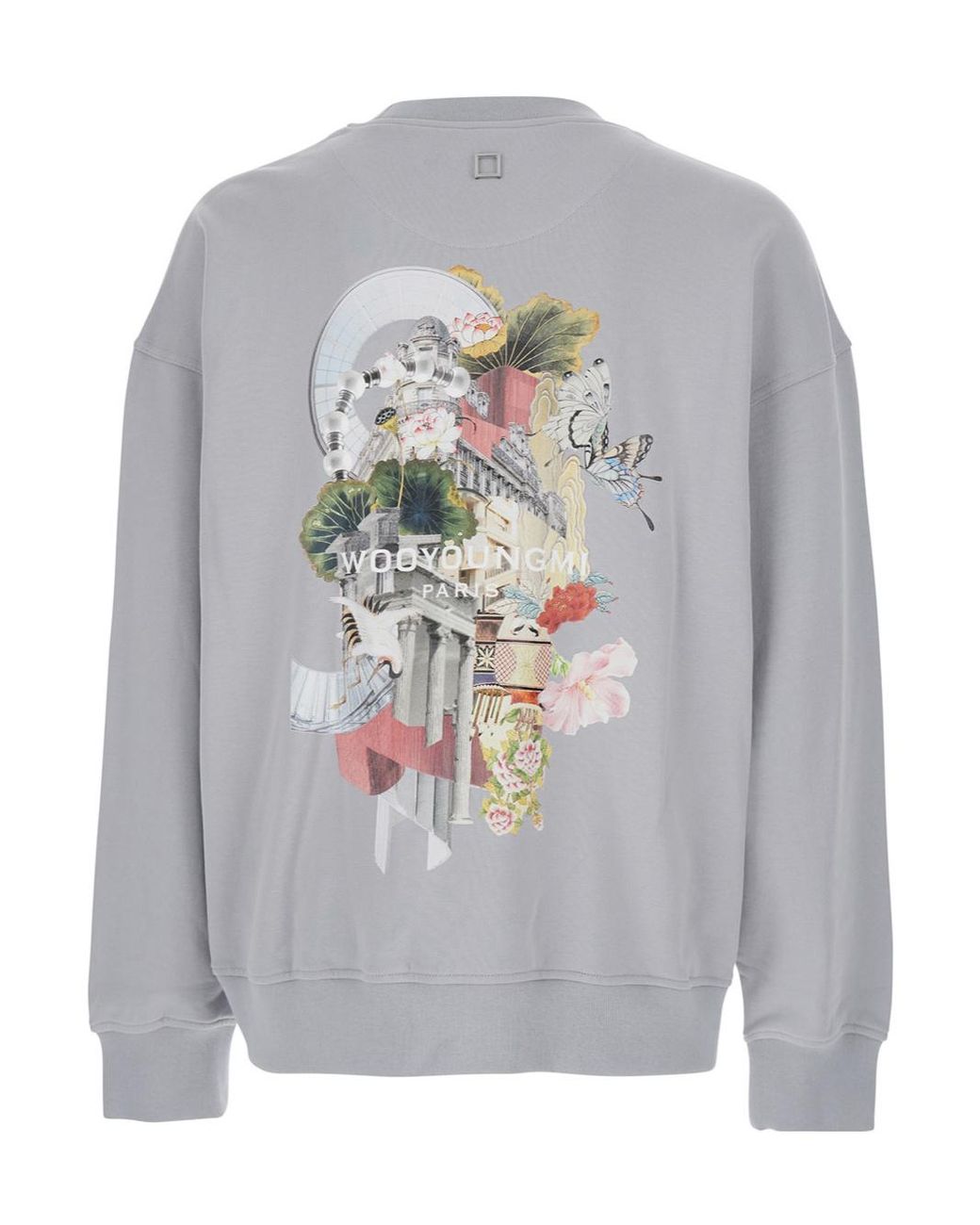 Wooyoungmi Gray Floral Motif Crewneck Sweater for men