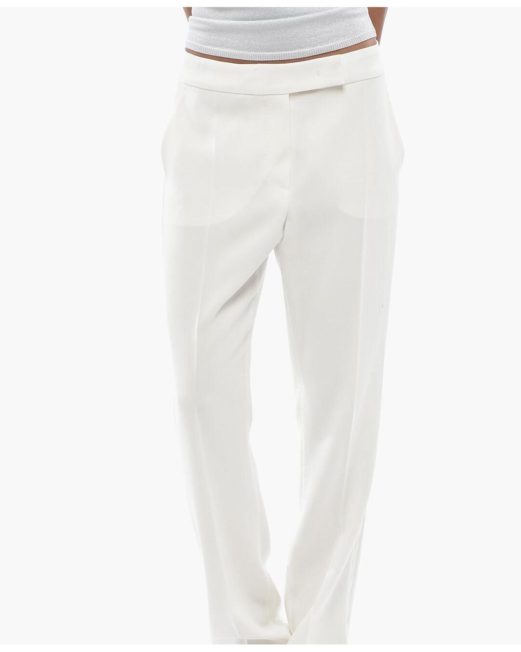 Max Mara White Idoneo Concealed-Fastening Trousers
