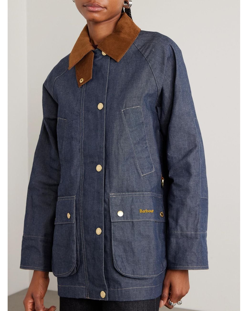 Barbour Blue Cotton Corduroy-Trimmed Denim Jacket