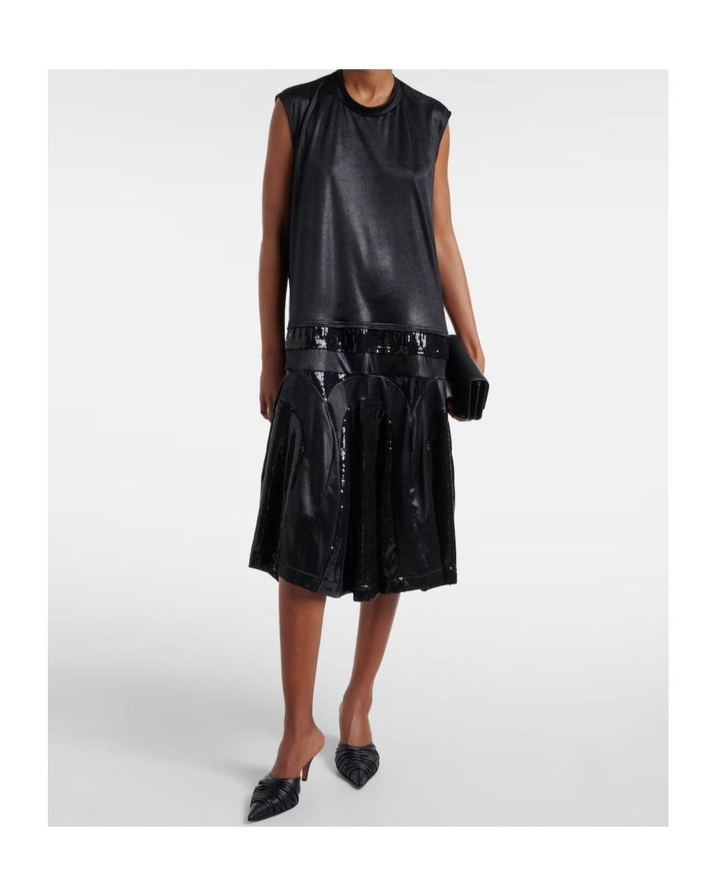 Junya Watanabe Black Sequined Midi Dress