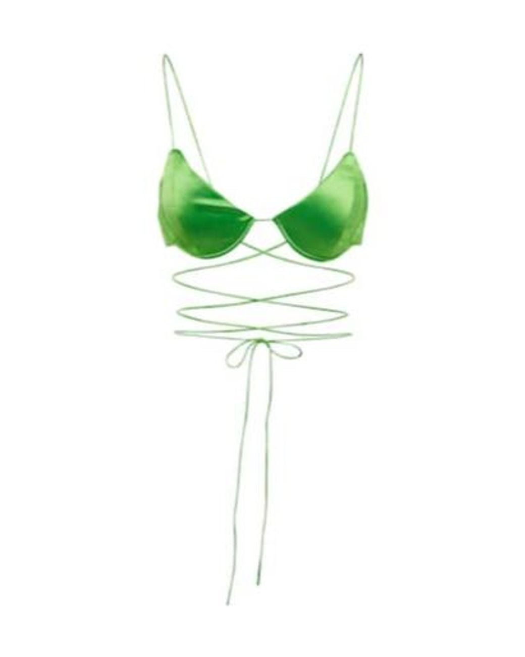 Alex Perry Green Comer Satin Wire-Free Bra