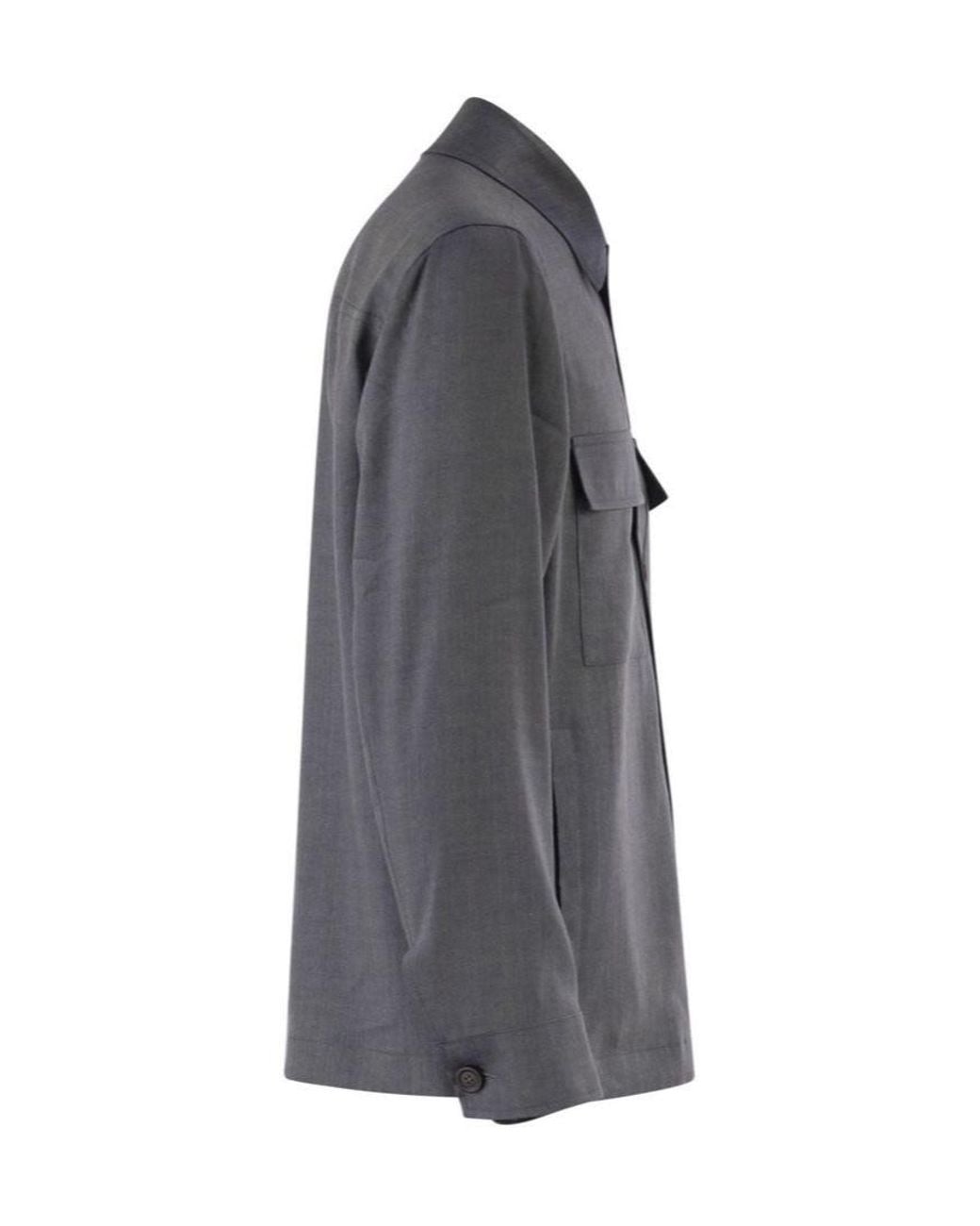 Peserico Gray Button-Front Long-Sleeve Casual Jacket for men