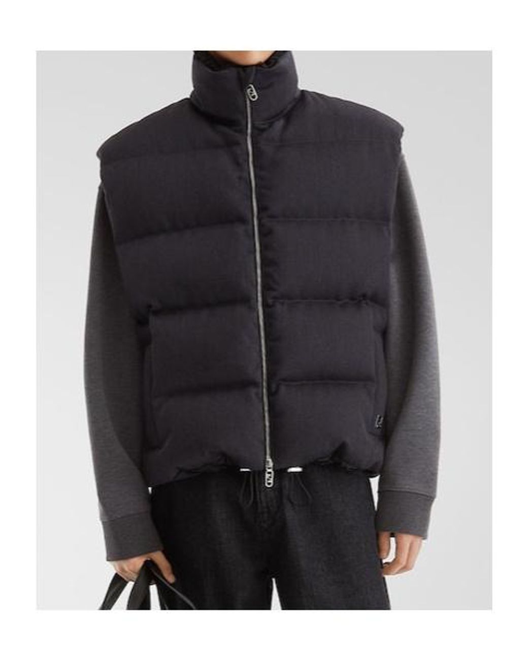 Fendi Blue High-Neck Zipped Gilet for men