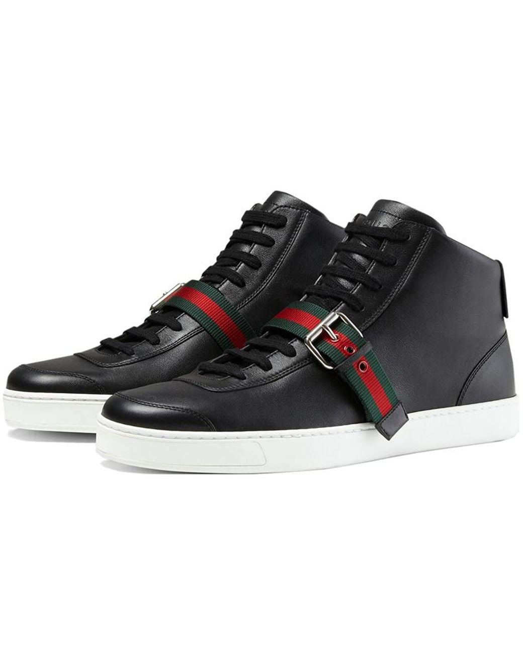 Gucci Black Strapped High-Top Casual Sneakers for men