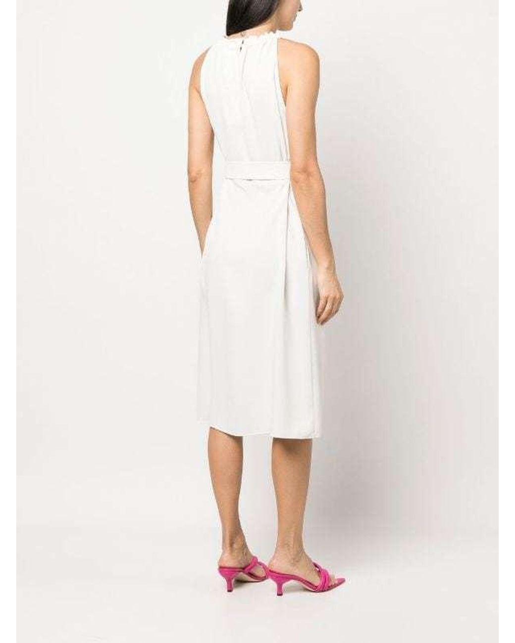 P.A.R.O.S.H. White Belted Waist Dress