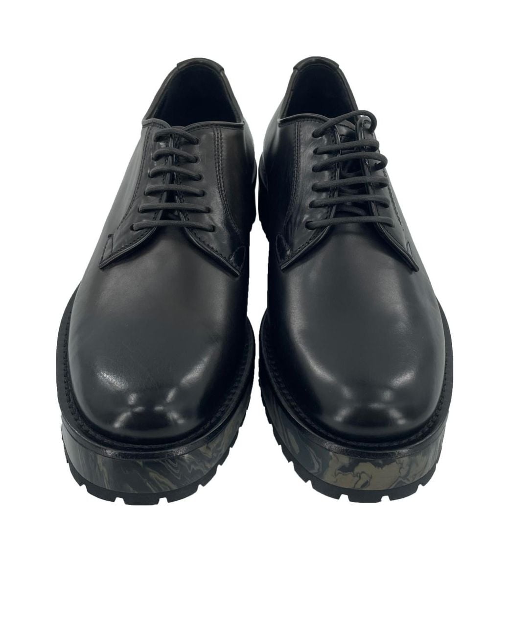 Emporio Armani Black Round Head Lacing Business Shoes for men