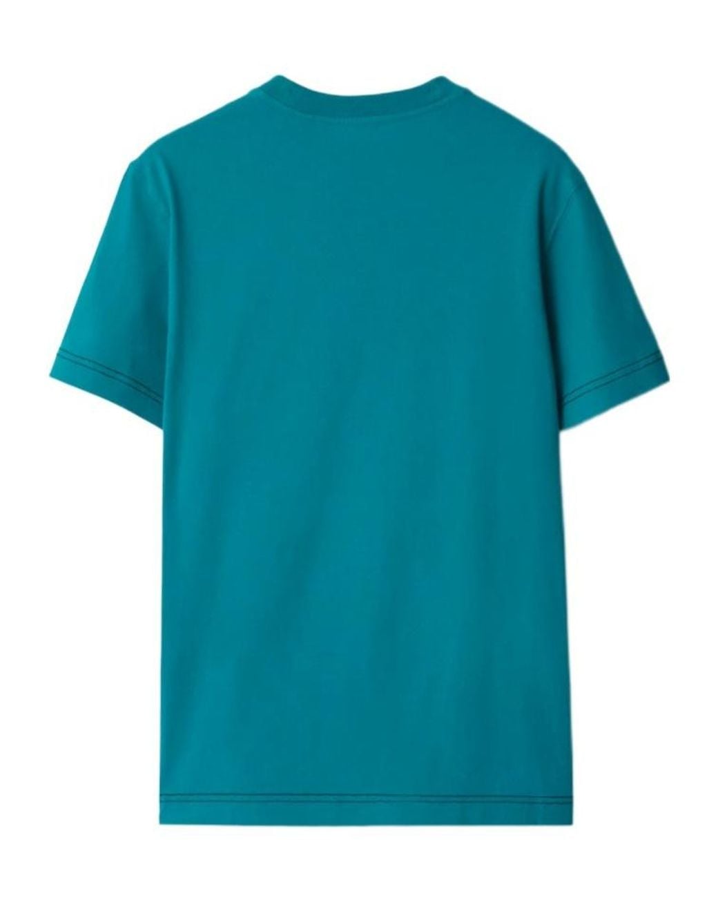 Burberry Blue Contrast-Stitching Cotton T-Shirt for men
