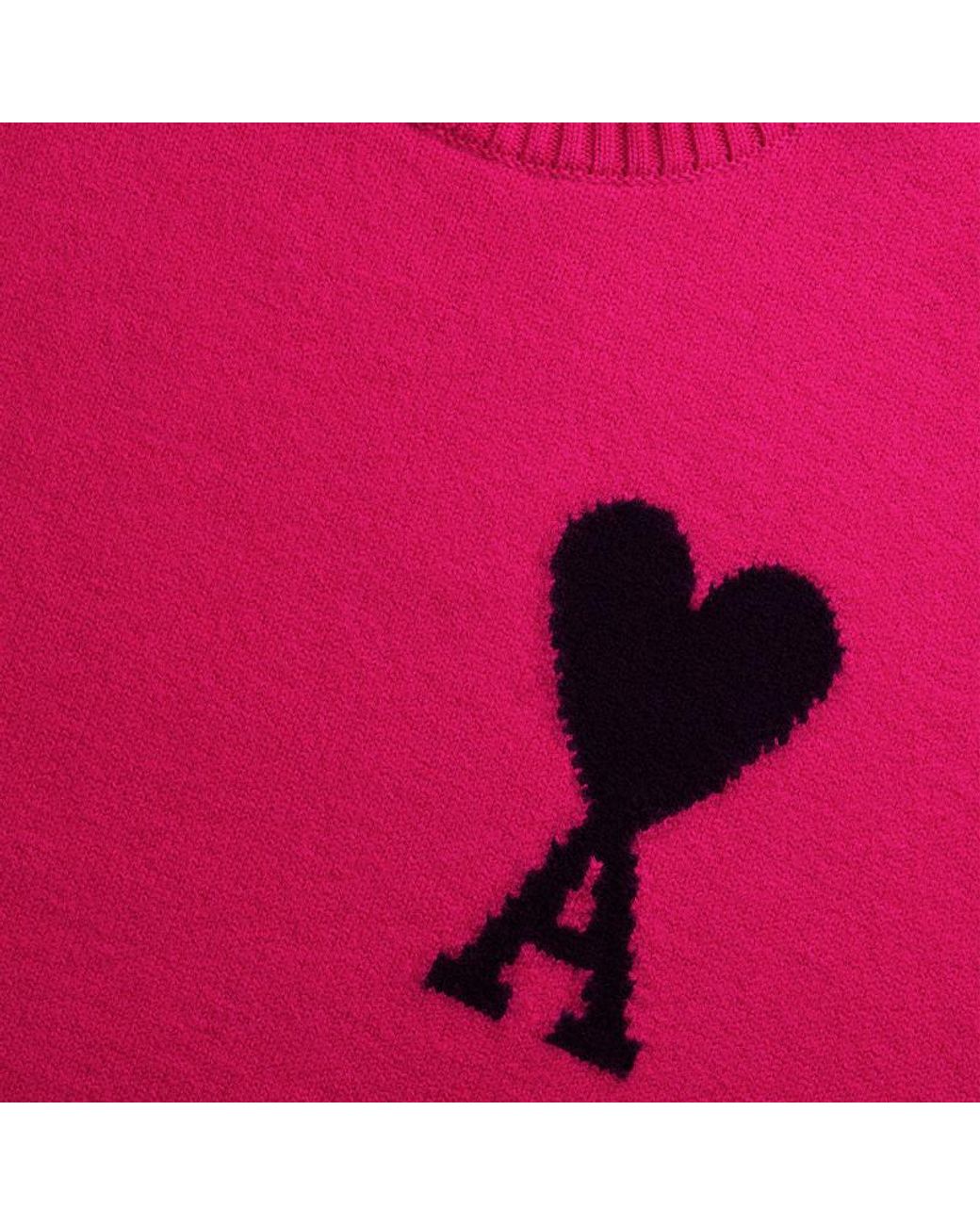 AMI Pink Ami De Coeur Roll-Neck Jumper for men