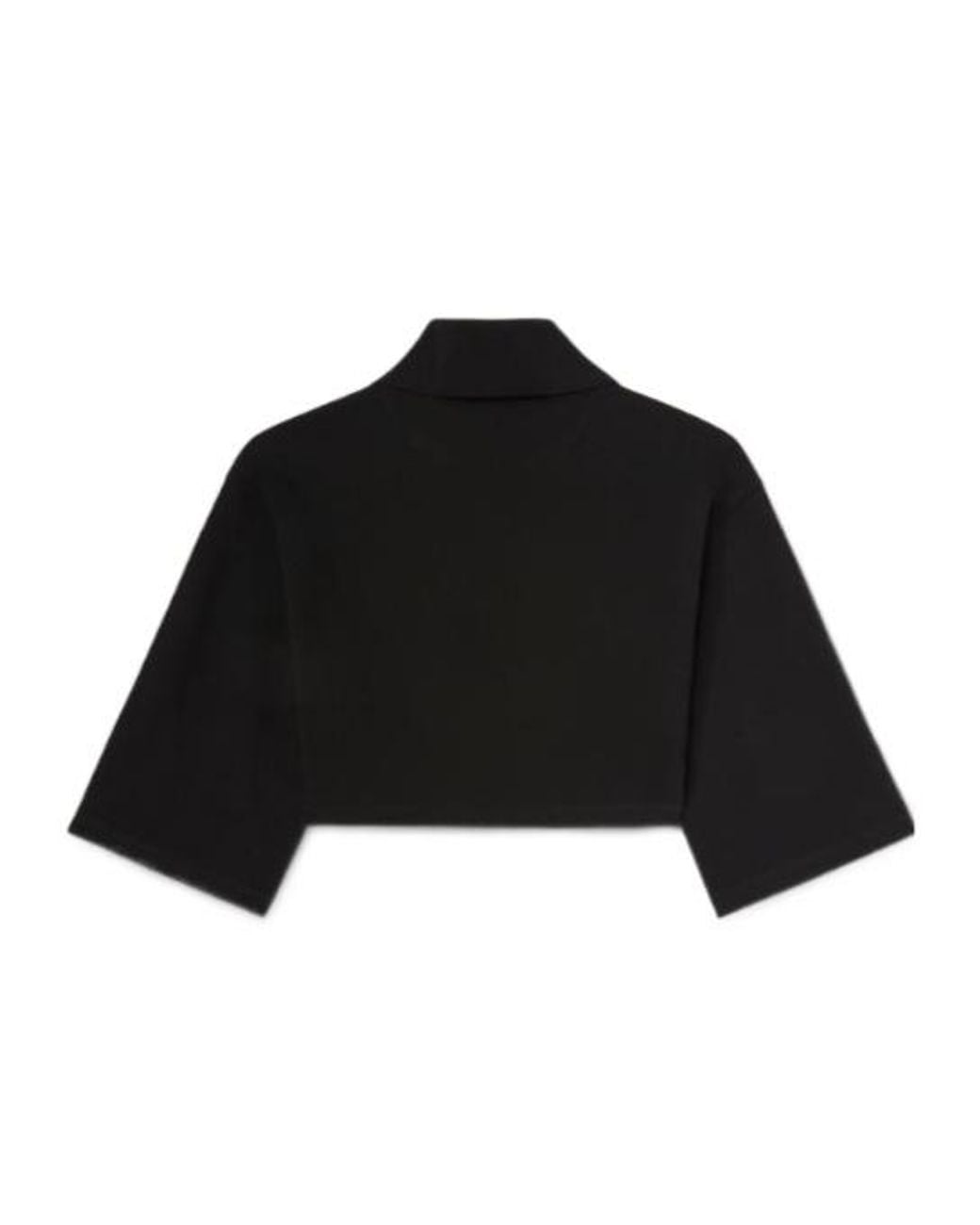 Palm Angels Black Logo Embroidered Cropped Polo Shirt