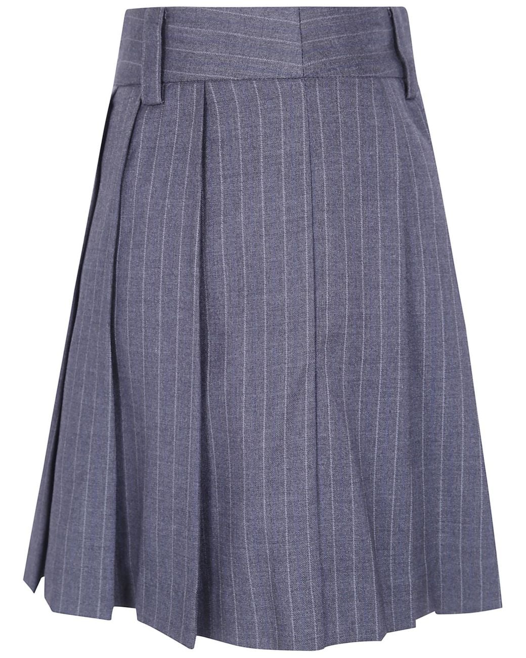 DUNST Purple Pleated Pinstripe Mini Skirt