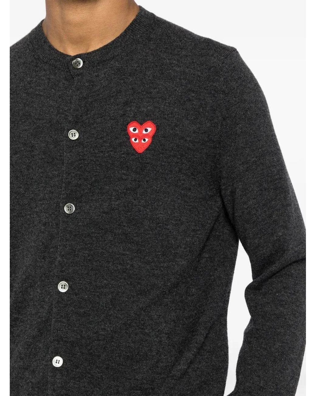 COMME DES GARÇONS PLAY Gray Heart-Patterned Cardigan for men