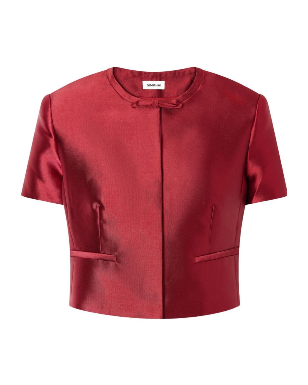 Jonathan Simkhai Red Naelle Bow-Embellished Cropped Top