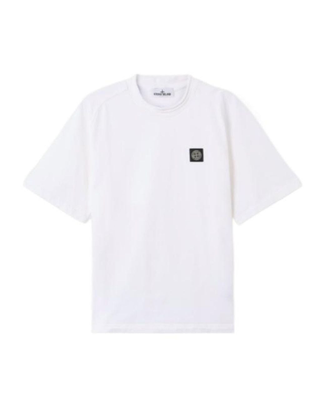 Stone Island White Logo-Patch T-Shirt for men