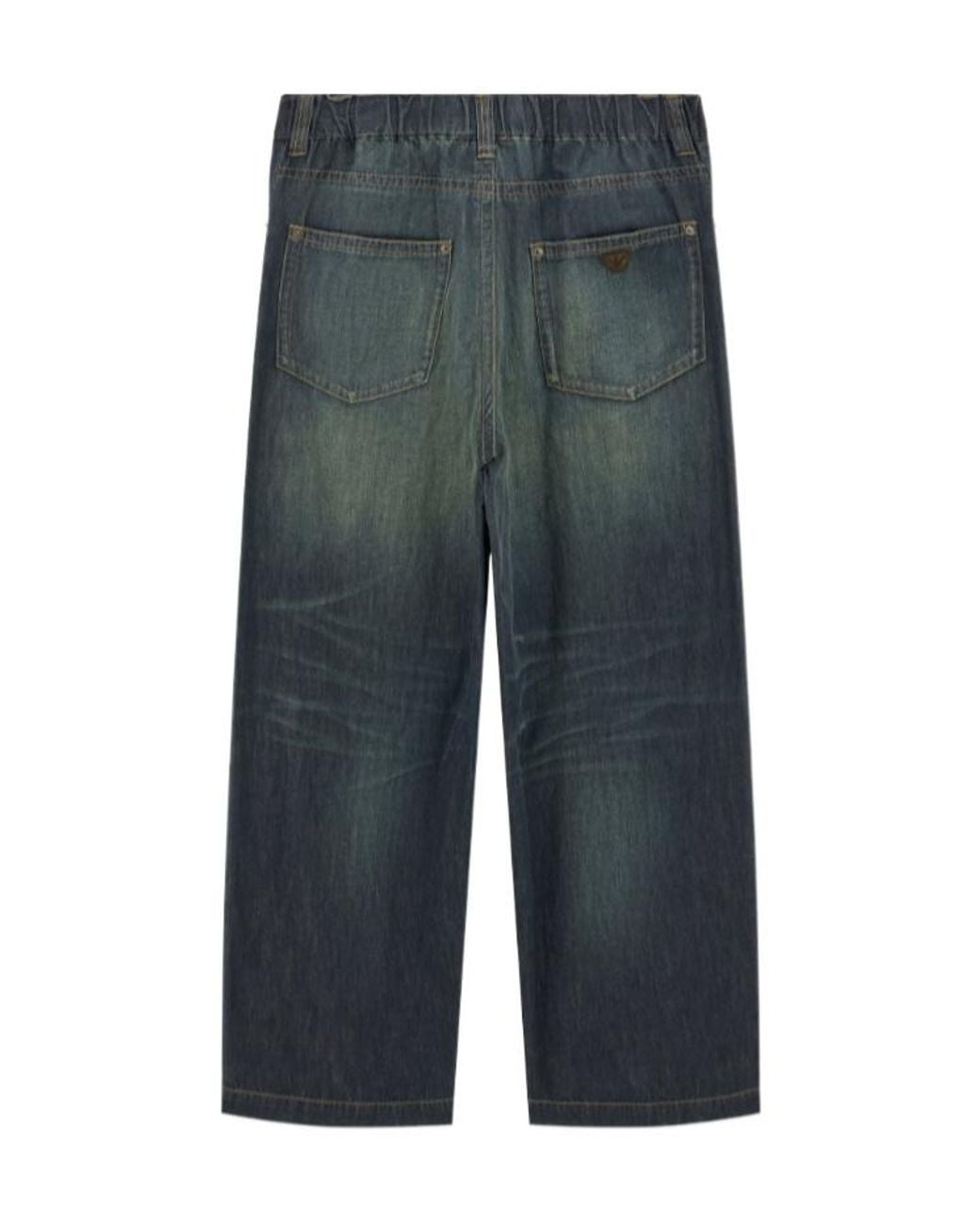 Emporio Armani Gray Denim Jeans With Elastic Waistband And Contrast Stitching for men