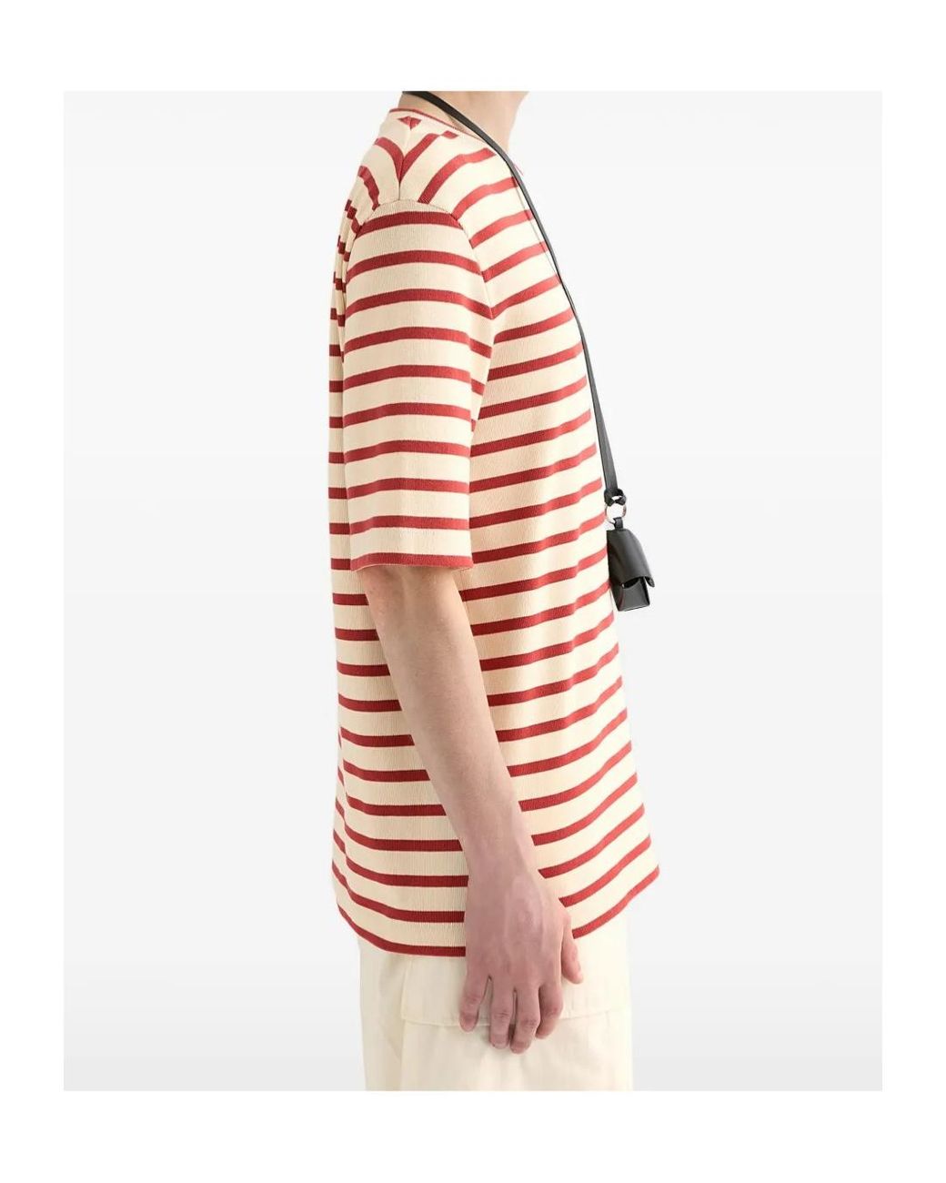Jil Sander Pink Striped Logo Patch T-Shirt for men