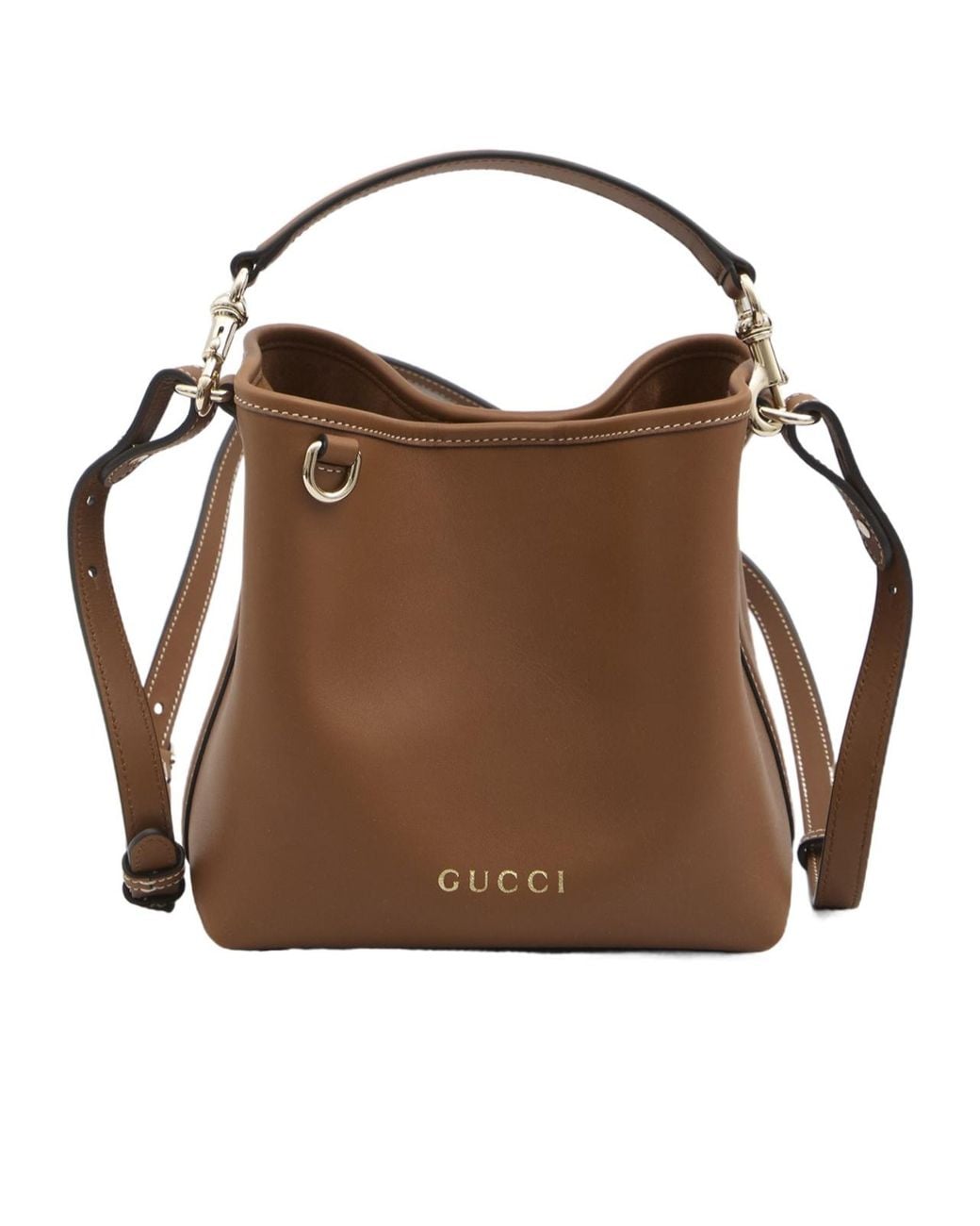 Gucci Brown Gg Emblem Mini Bucket Bag