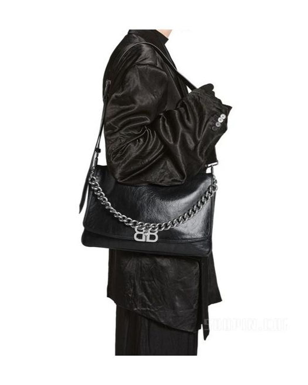Balenciaga Black Bb Soft Large Shoulder Bag