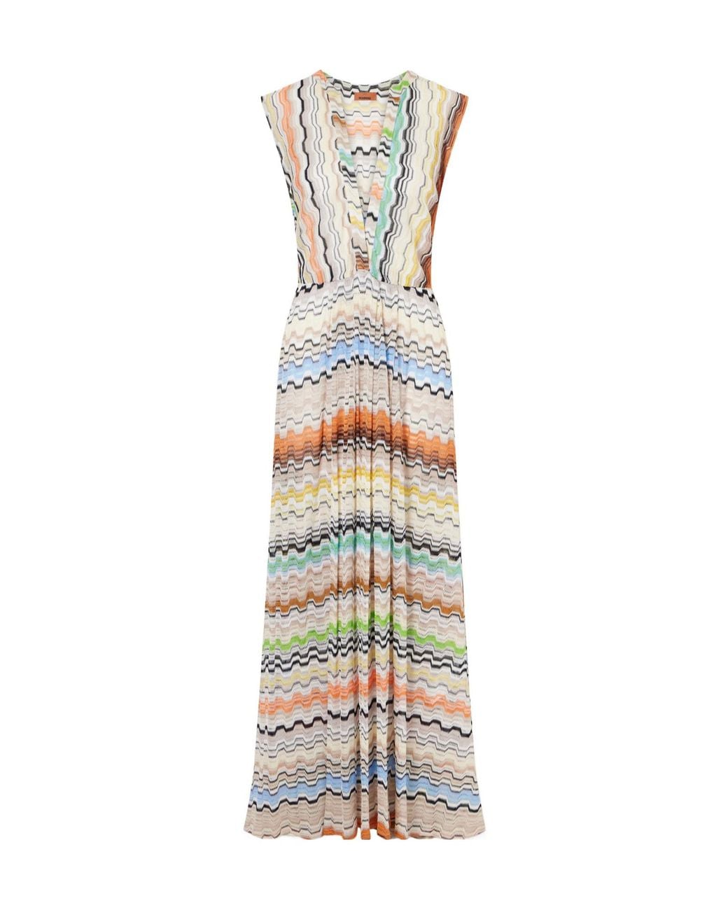 Missoni White Striped Crochet-Knit Maxi Dress