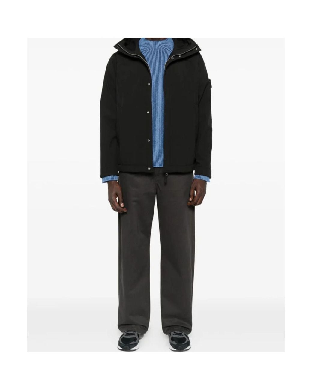 Stone Island Black Zip Bomber Jacket for men