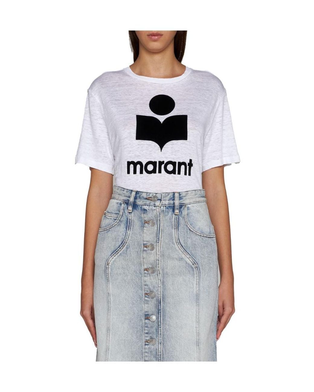 Isabel Marant White Isabel Marant Étoile Logo-Printed Crewneck T-Shirt