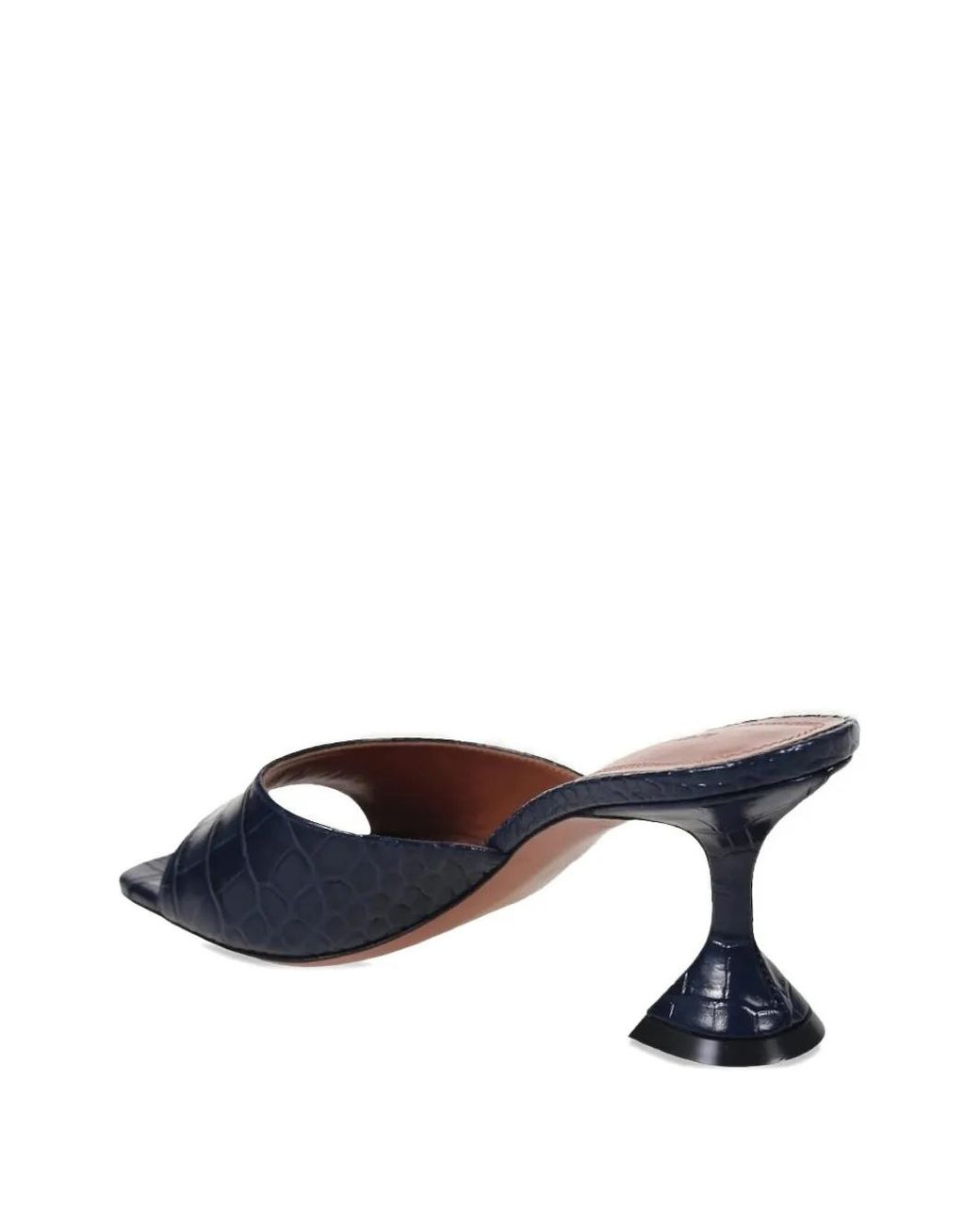 AMINA MUADDI Blue Crocodile-Embossed Cutout Sandals