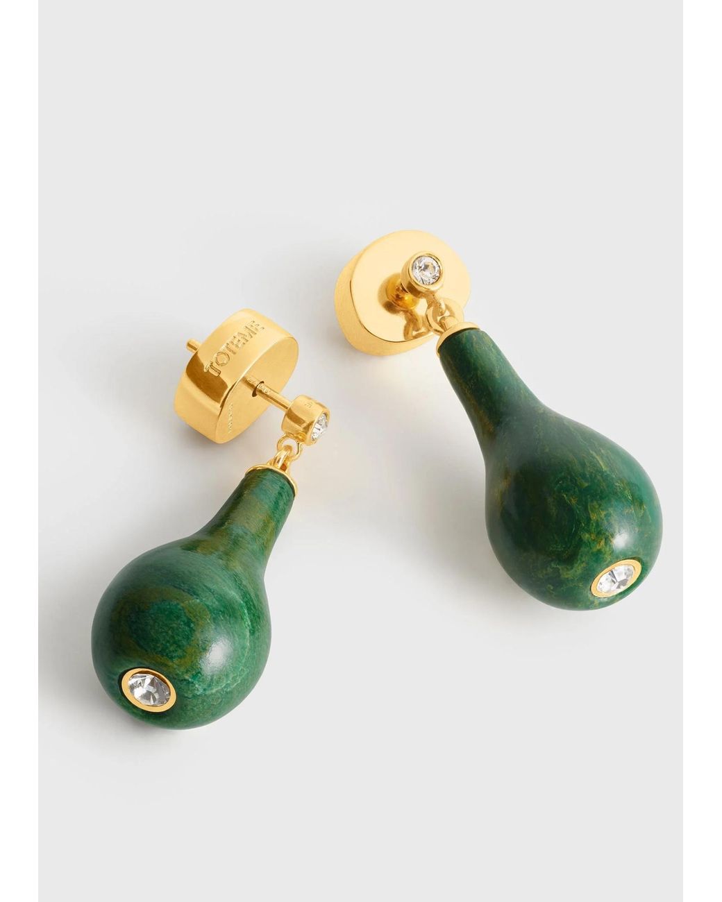 Totême Green Jade Drop-Design Earrings