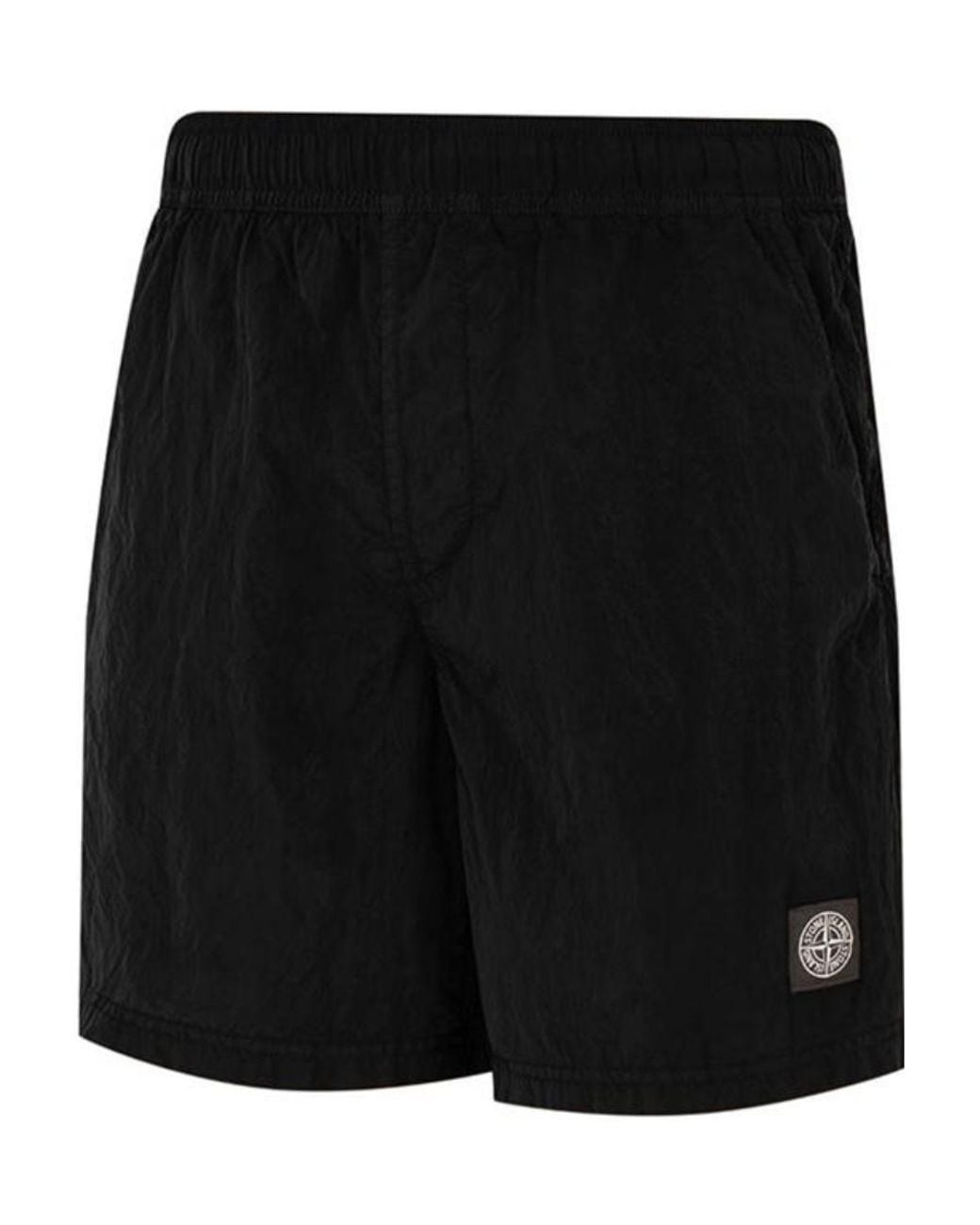 Stone Island Black Logo Swimming Trunks for men