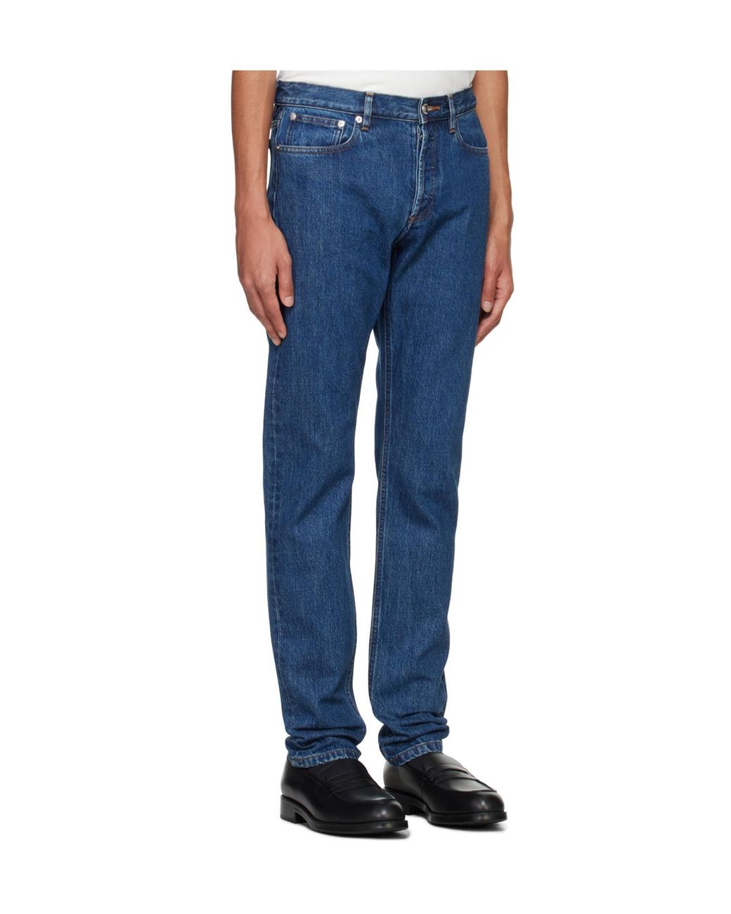 A.P.C. Blue Petit New Standard Button-Fly Denim Trousers for men
