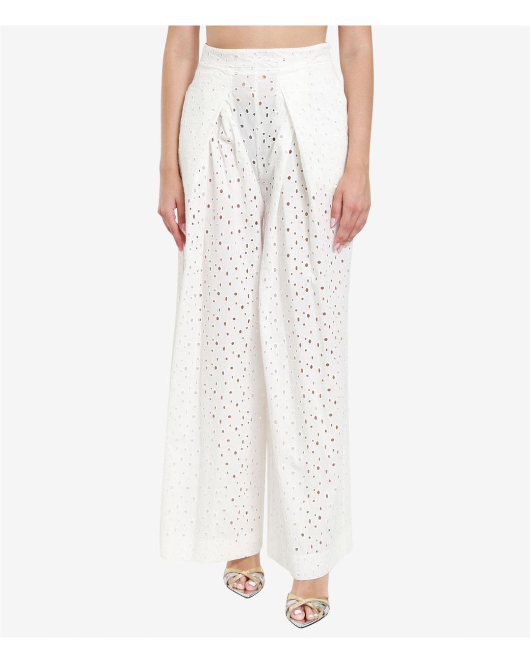 Semicouture White High Waist Casual Pants