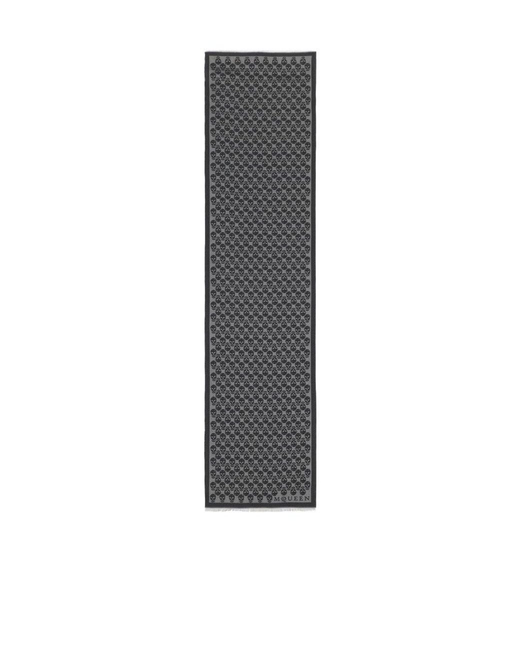 McQueen Gray Skull Jacquard Scarf for men