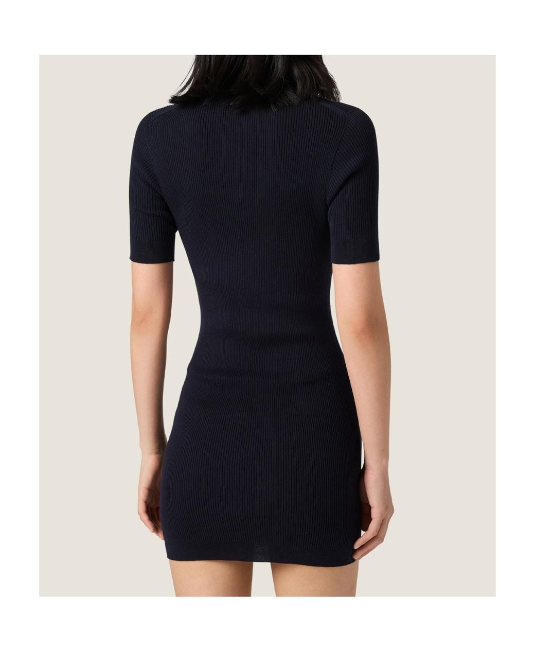 Miu Miu Black Ribbed Knit Cotton Dress