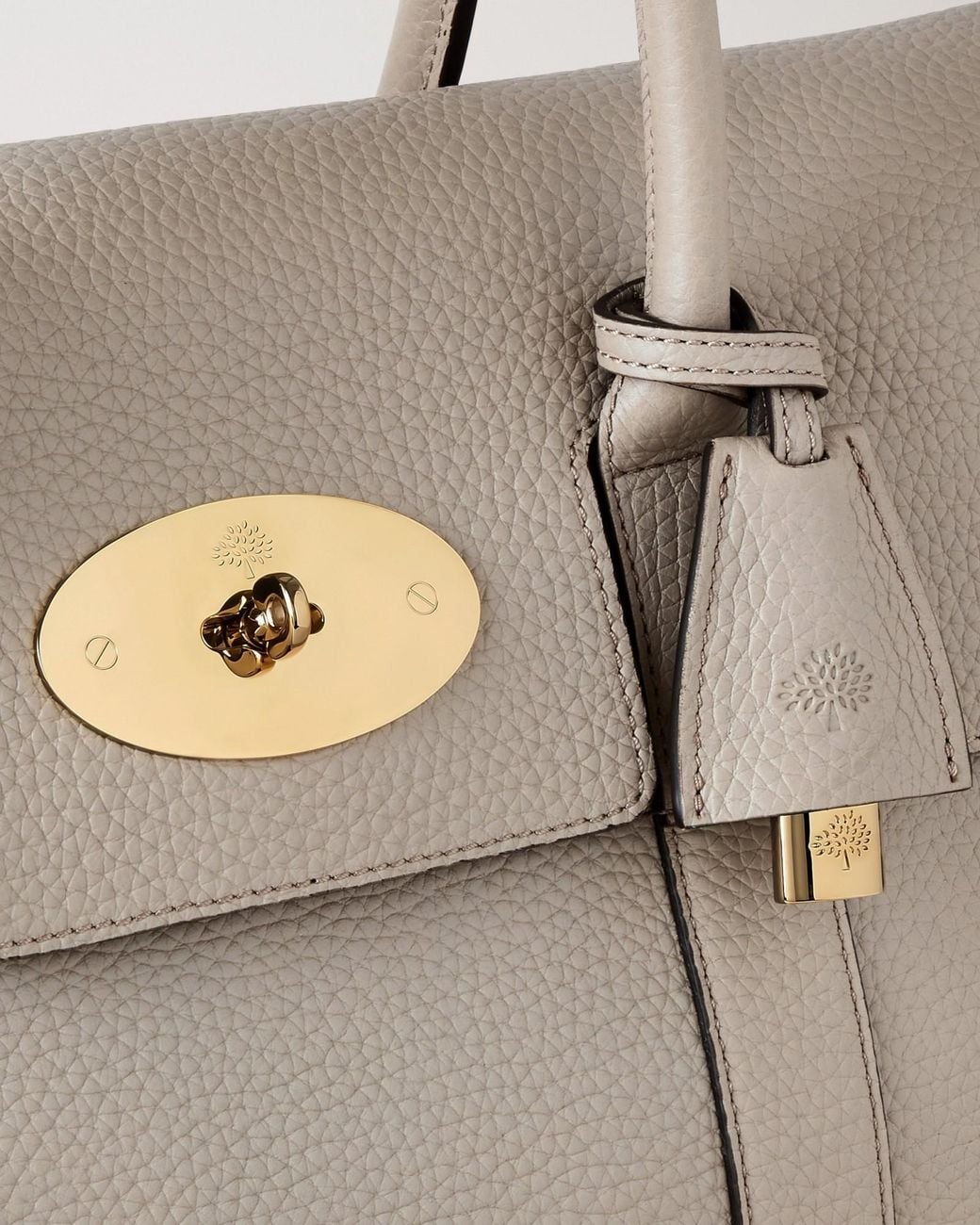 Mulberry Natural Pebbled-Textured Detail Top-Handle Tote Bag
