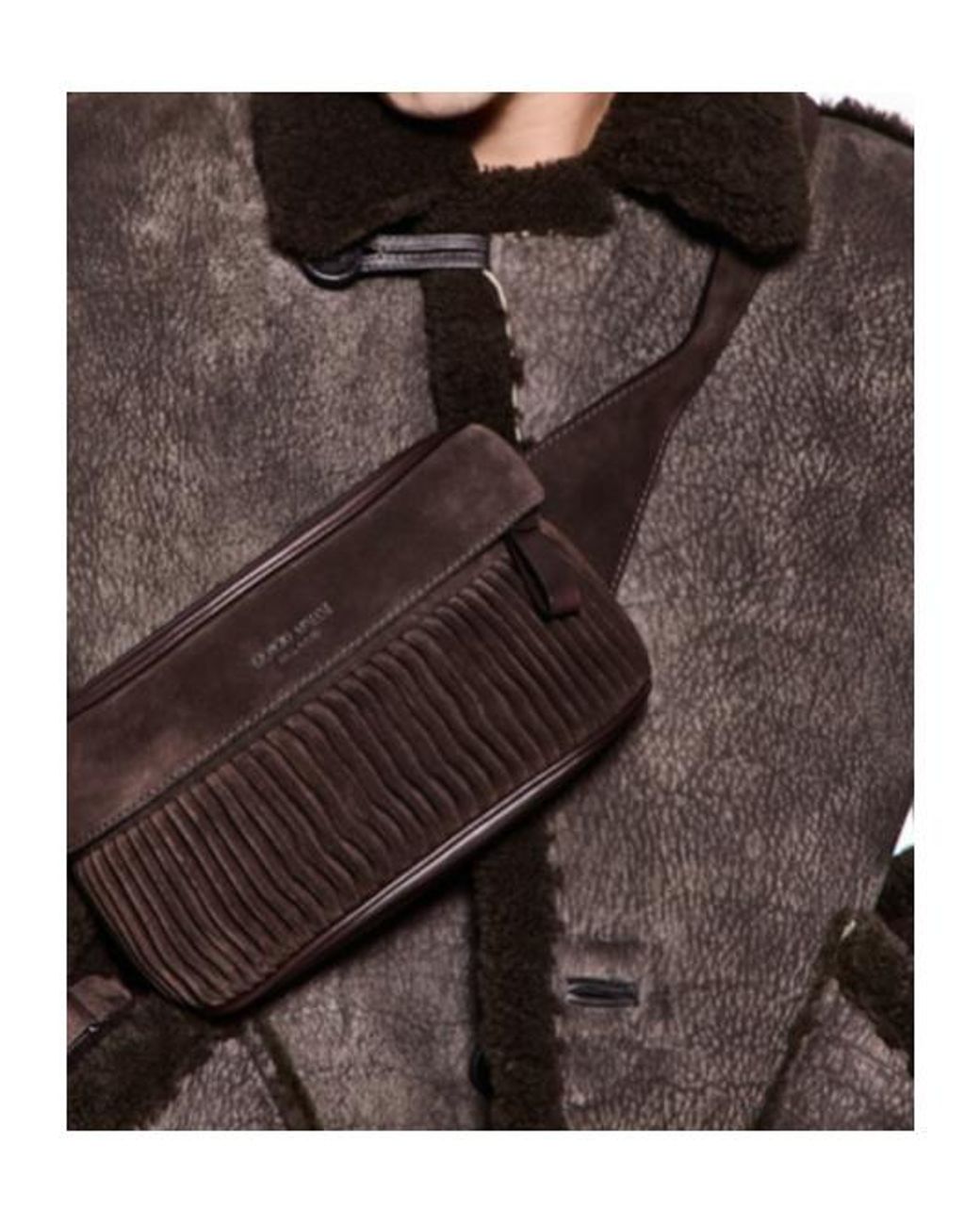 Giorgio Armani Brown Shearling Blouson Jacket for men