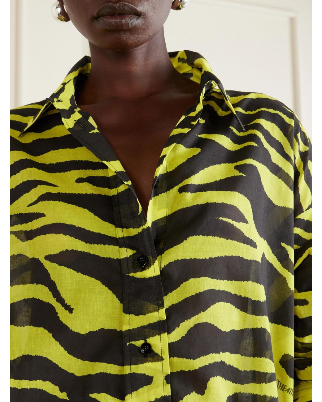The Attico Yellow Il Primo Bagno Animal-Print Cotton Shirt
