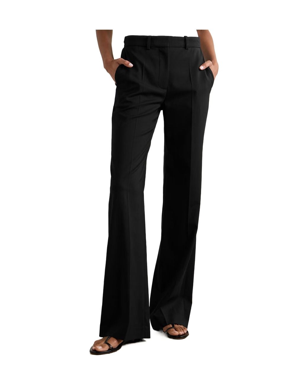 Joseph Black Pleated Stretch-Wool Twill Straight-Leg Pants