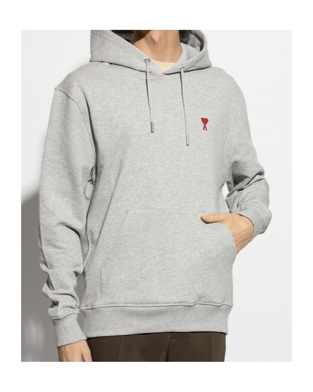 AMI Gray Ami De Coeur Drawstring Hoodie