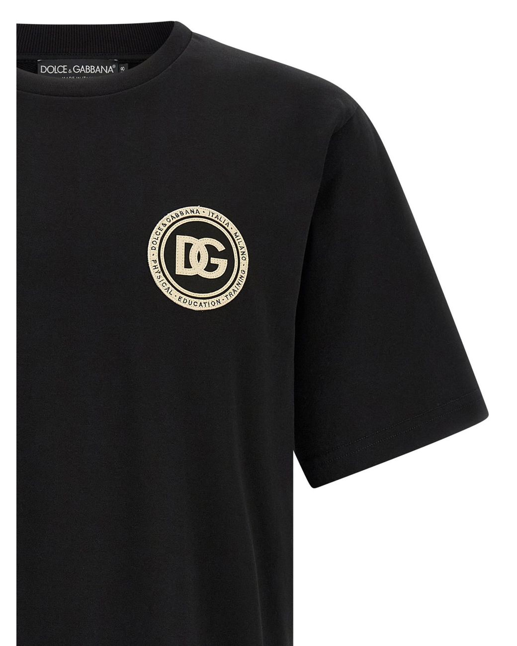 Dolce & Gabbana Black Logo Patch Crewneck T-Shirt for men