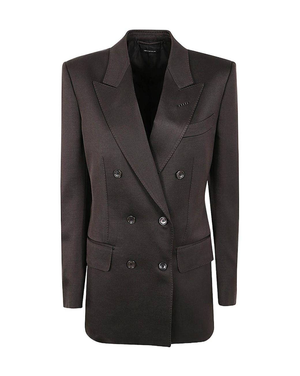 Tom Ford Black Double Breasted Satin Blazer