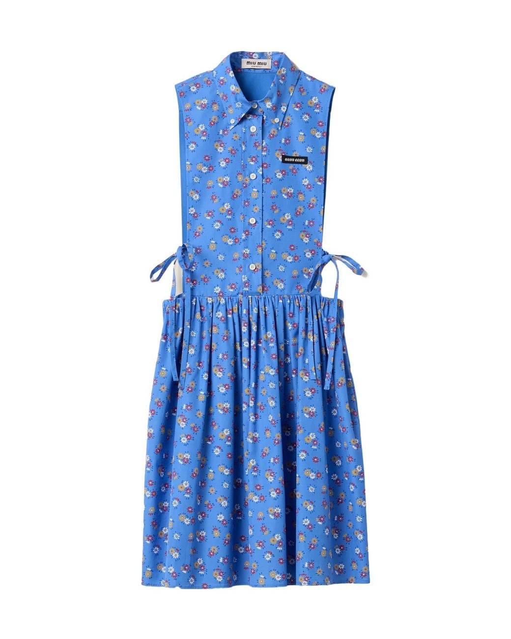 Miu Miu Blue Cotton Poplin Floral Mini Dress