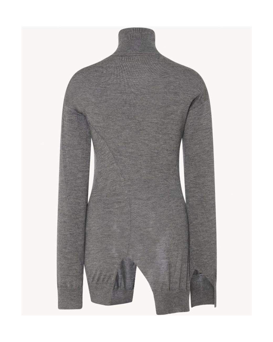 The Row Gray Roll-Neck Asymmetric Knitted Top