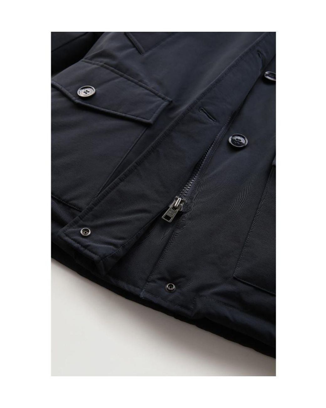Woolrich Black Arctic Hooded Buttoned Jacket