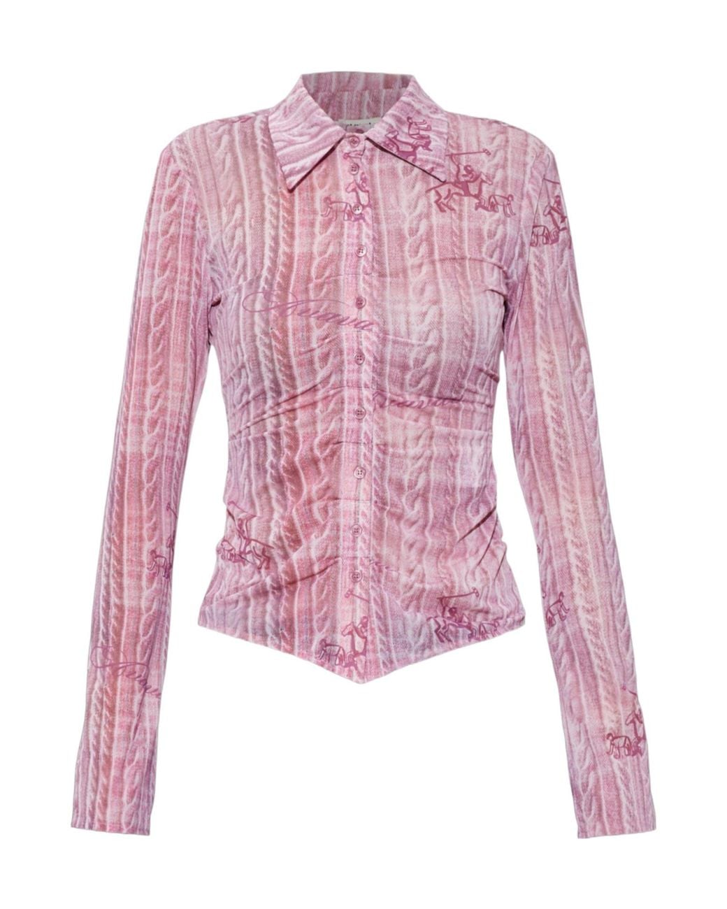 AVAVAV Pink Patterned Fitted Button-Up Shirt