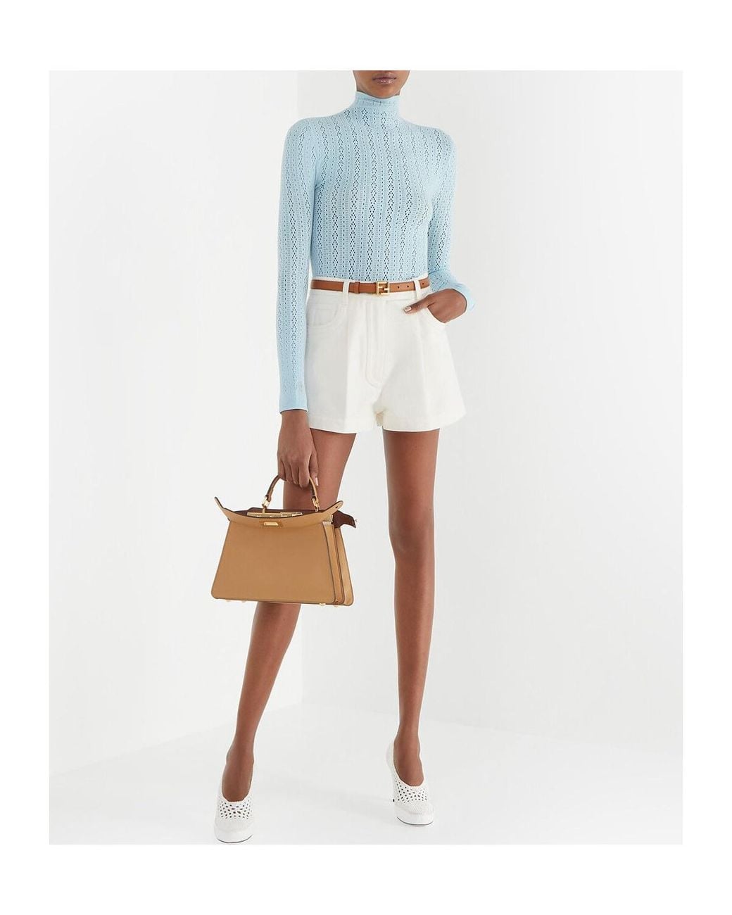 Fendi Natural Peekaboo Iseeu Small Tote Bag