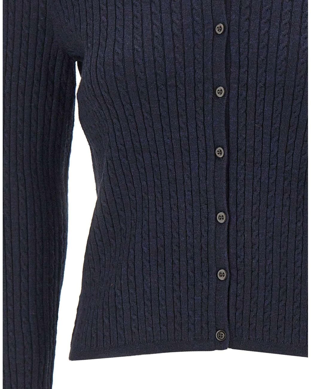 Vince Blue Ribbed Cropped Cardigan